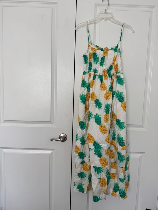 J. Crew Dresses & Skirts - J. Crew White Maxi Sundress with Yellow Pineapple & Green Leaves size 4